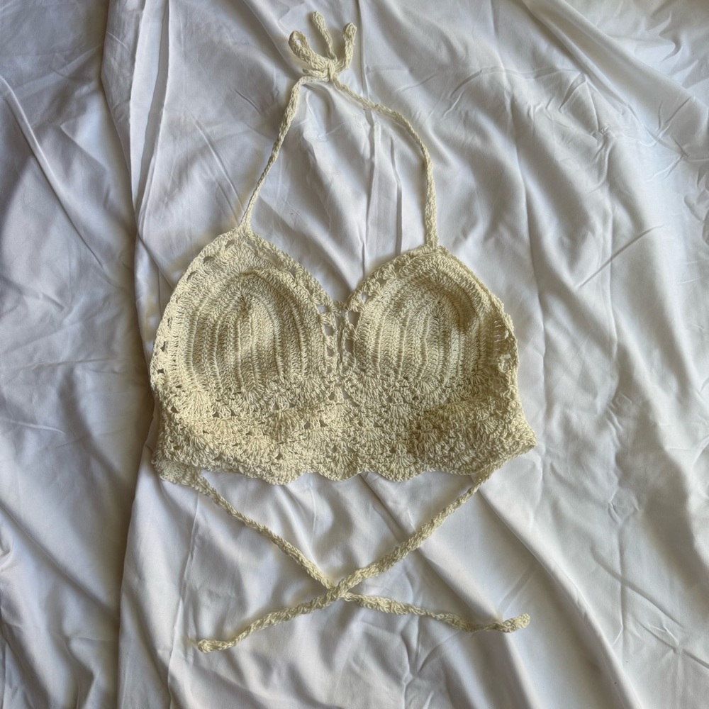 Princess Polly Cream Crochet Tank Top